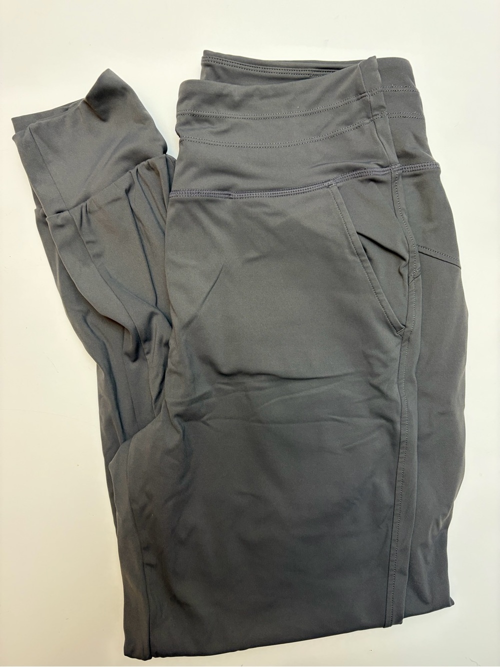 Womens High Waisted Joggers Dark Gray Athleisure Yoga Pants Pockets Medium